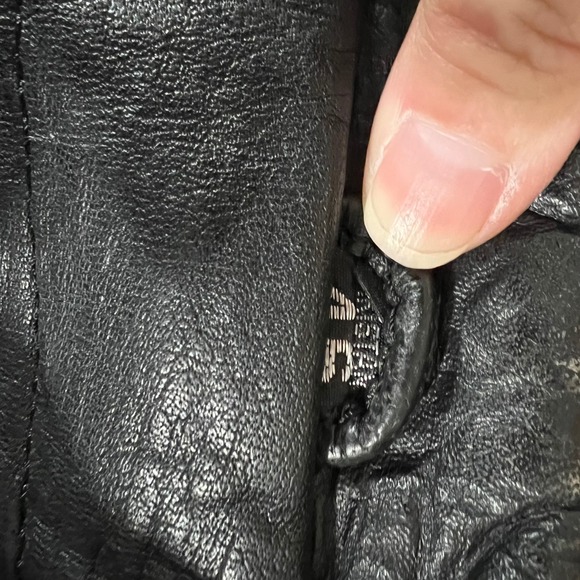 Mens Black Full Grain Leather Motorcycle Jacket Lace Up Sides Belt Size L - Picture 6 of 8